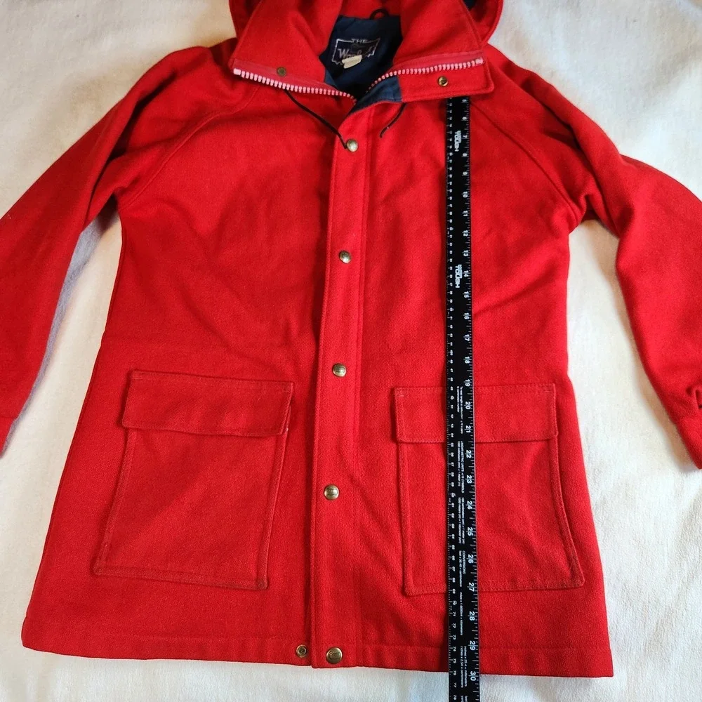 WOOLRICH Wool Coat Jacket Womens Medium Classic Red Hooded Warm Winter‎ VTG
